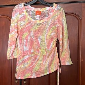 Heart Of Palm Cute Colorful 3/4 Sleeve Top Size Small
